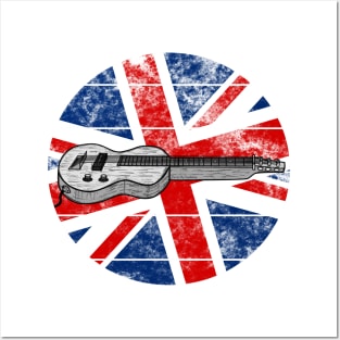 Lap Steel Guitar UK Flag Slide Guitarist British Musician Posters and Art